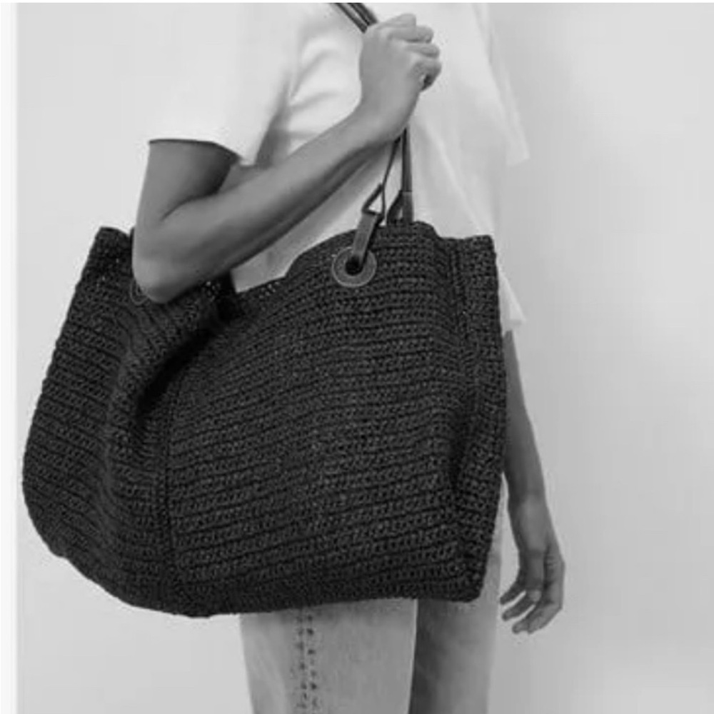 Zara Woven Black Tote Bag